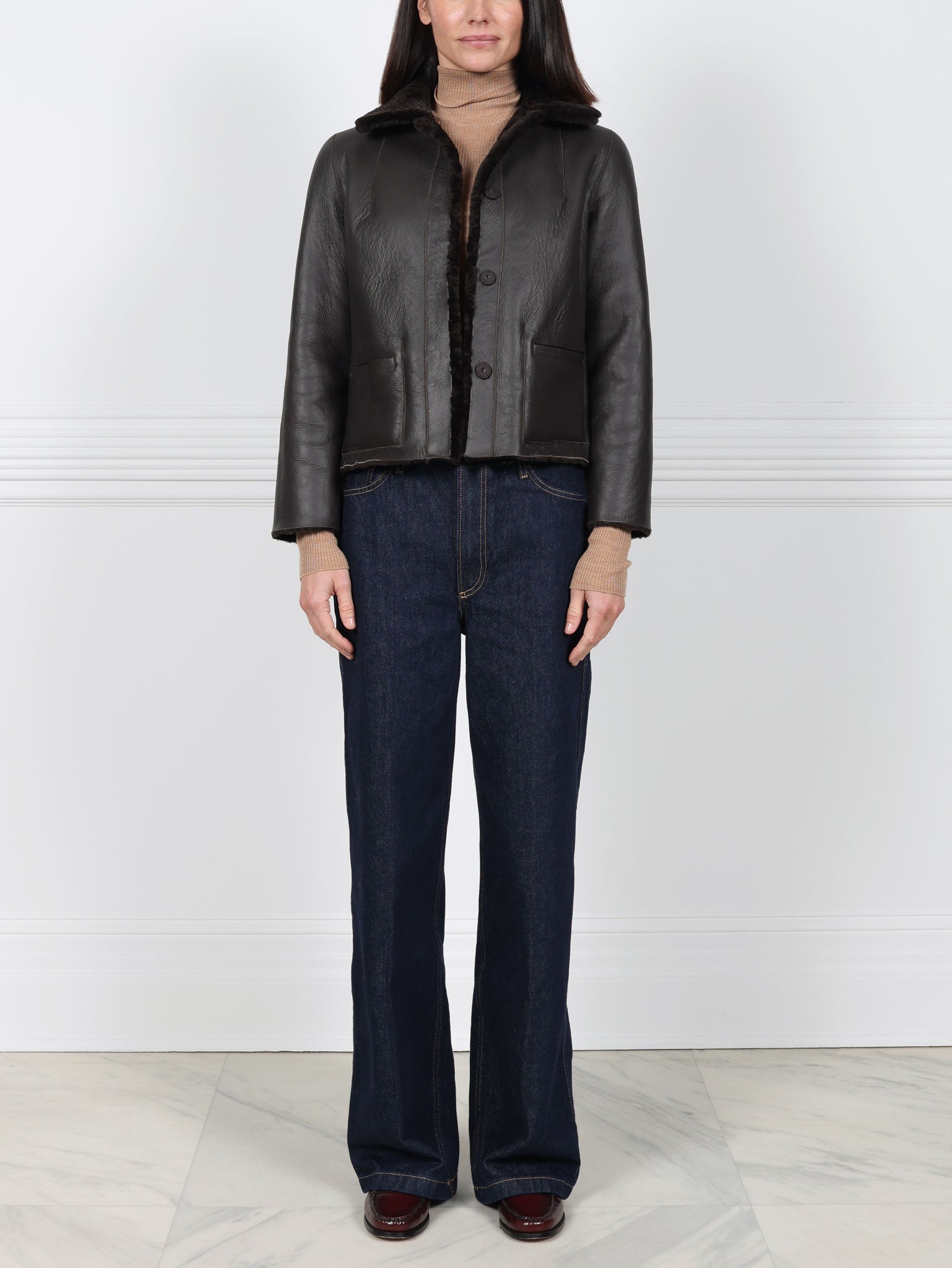 The Anastasia Reversible Crop Shearling Jacket