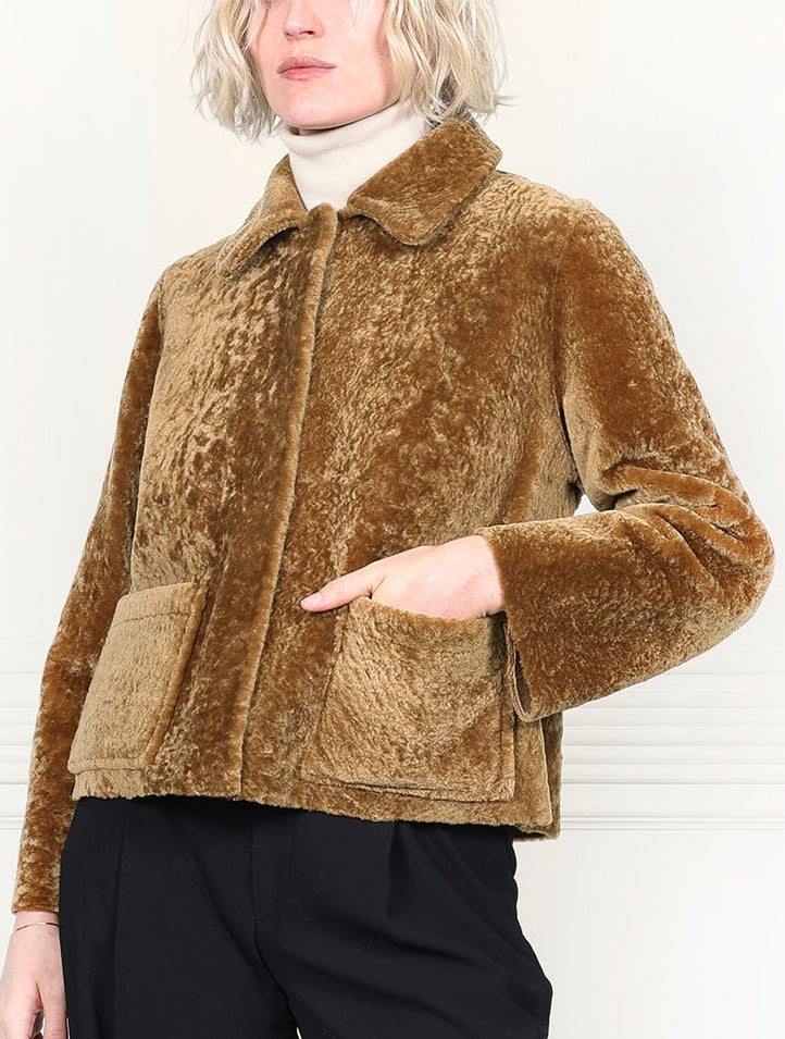 The Anastasia Reversible Crop Shearling Jacket