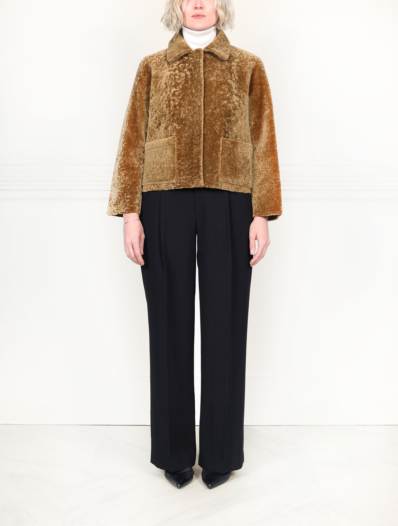 The Anastasia Reversible Crop Shearling Jacket