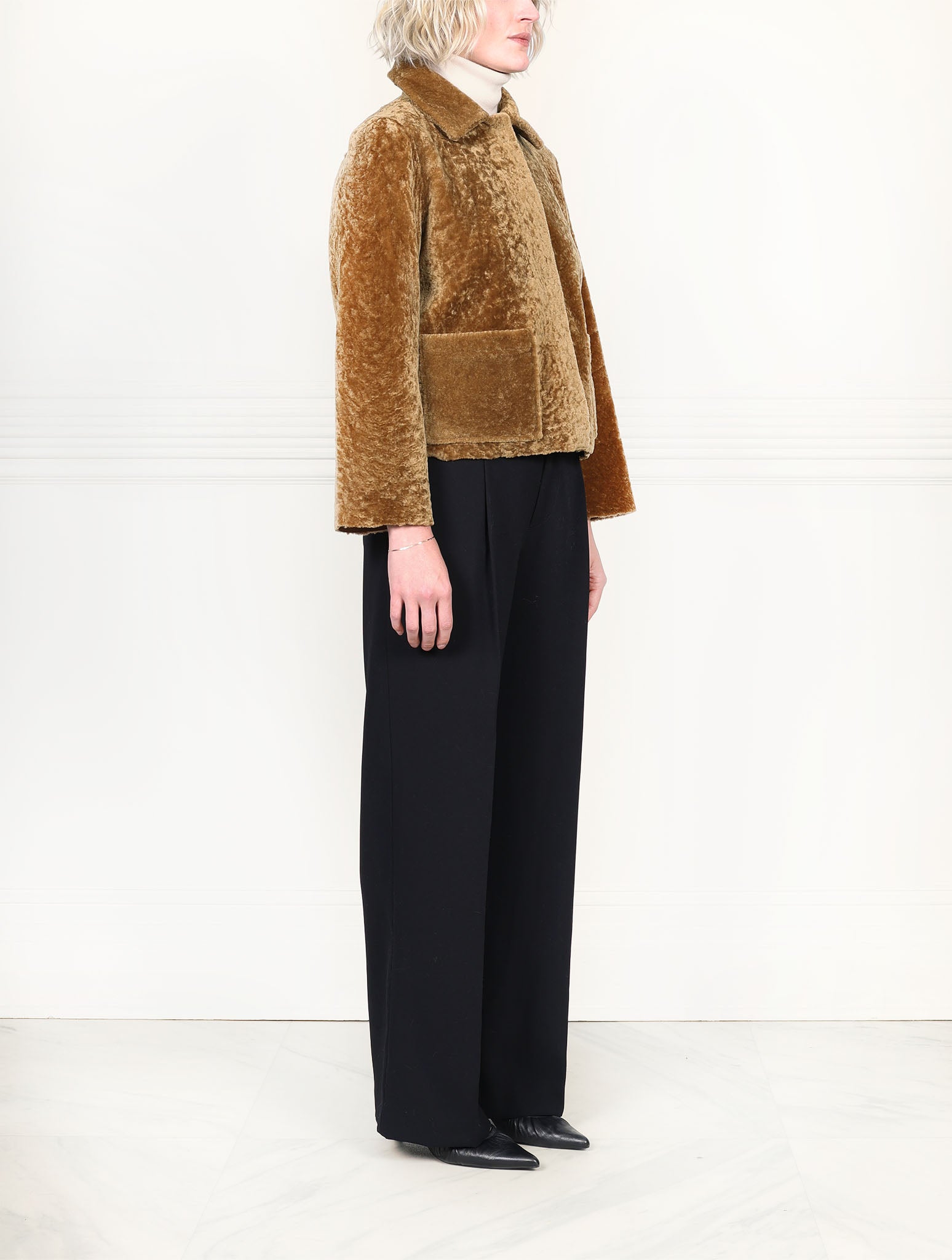 The Anastasia Reversible Crop Shearling Jacket