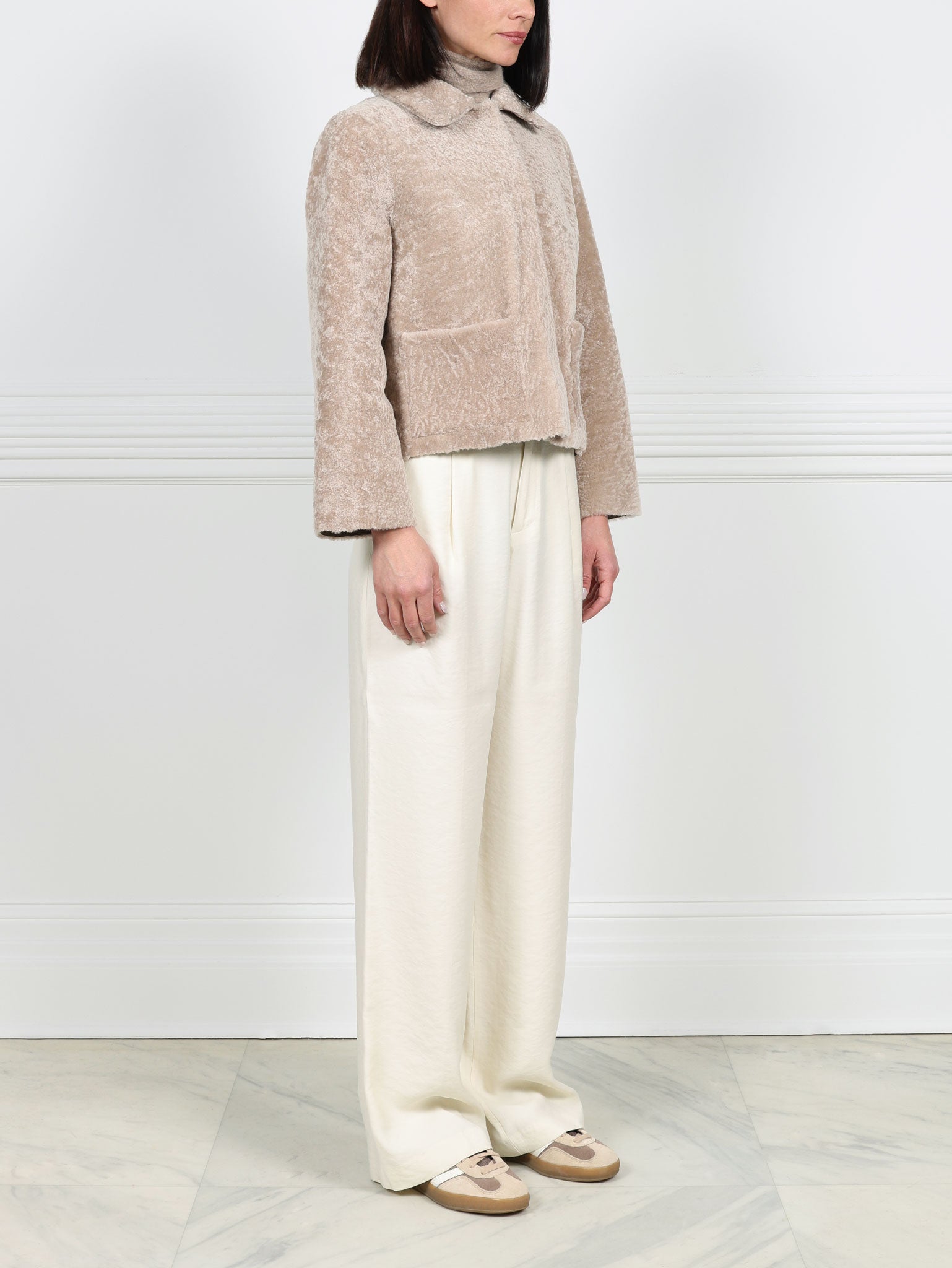 The Anastasia Reversible Crop Shearling Jacket