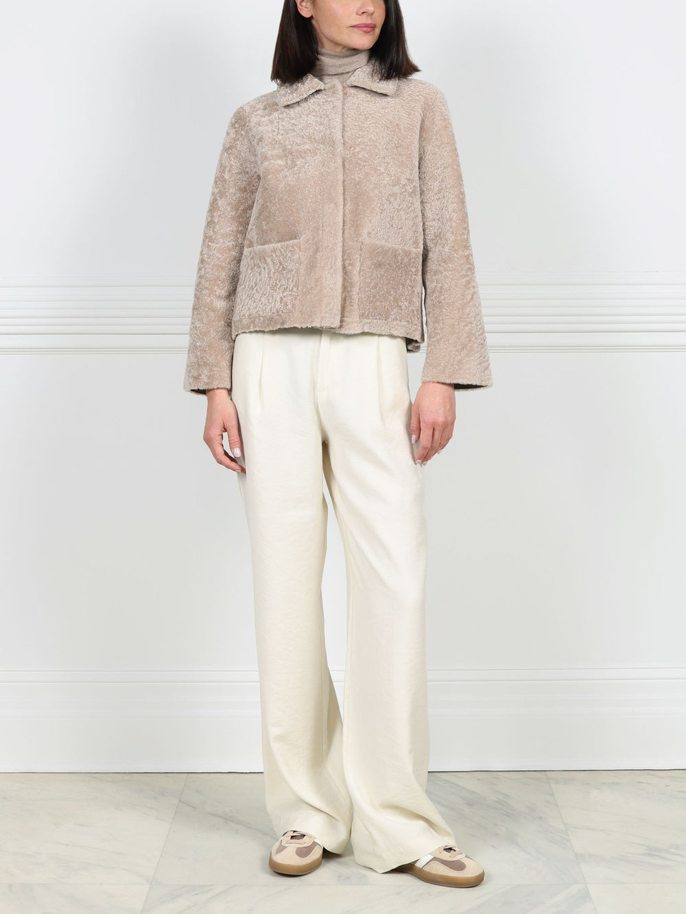 The Anastasia Reversible Crop Shearling Jacket