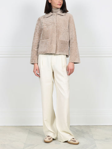 The Anastasia Reversible Crop Shearling Jacket