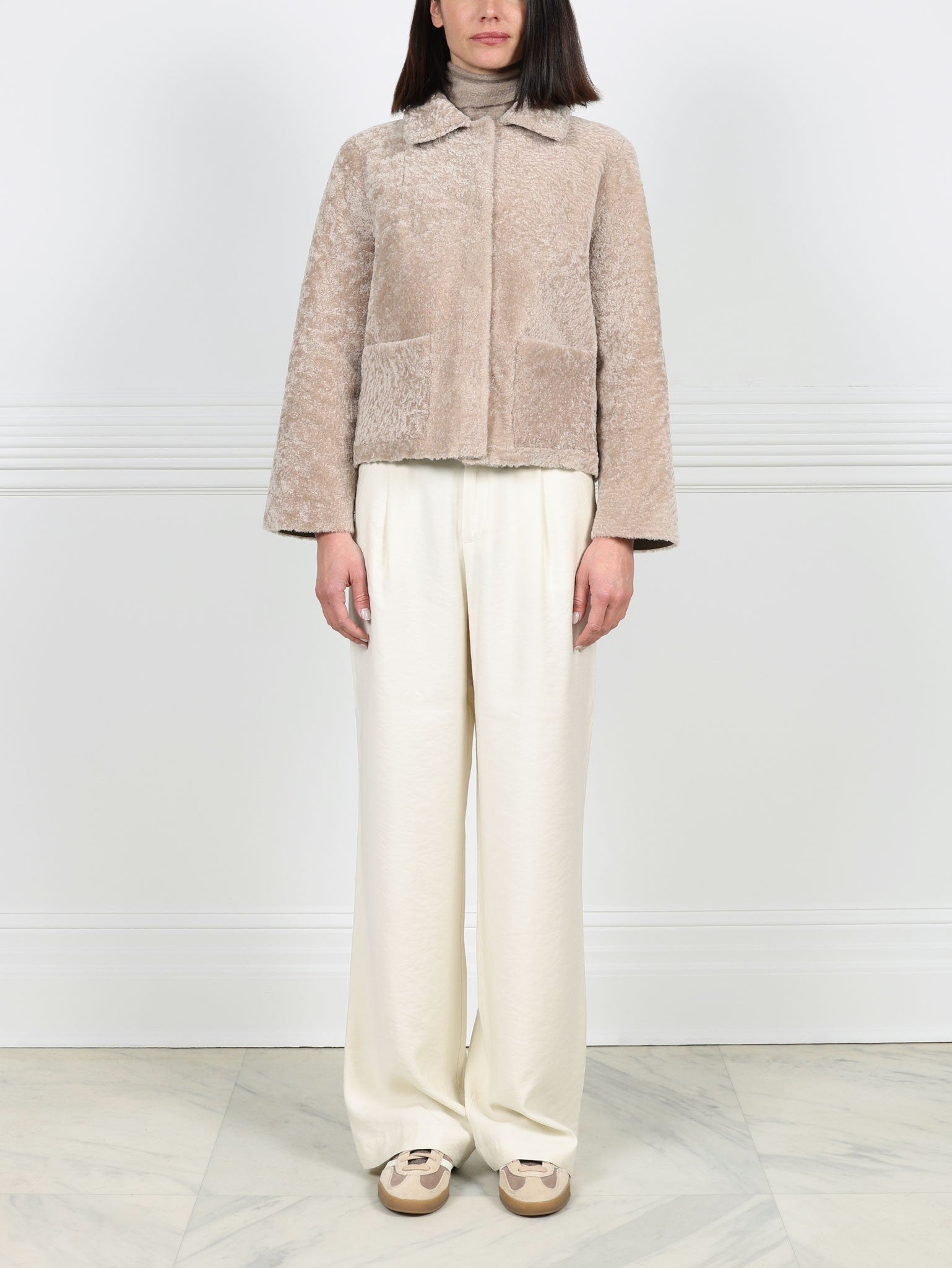 The Anastasia Reversible Crop Shearling Jacket