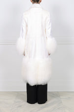 Silky Lamb Shirt Collar Coat with Curly Lamb Peplum & Trim