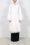 Silky Lamb Shirt Collar Coat with Curly Lamb Peplum & Trim