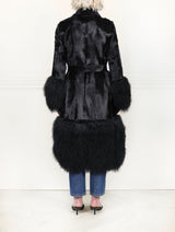 Shearling Coat with Curly Lamb Peplum & Trim