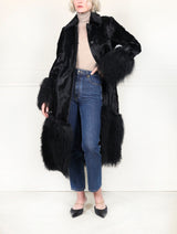 Shearling Coat with Curly Lamb Peplum & Trim