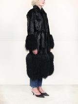 Shearling Coat with Curly Lamb Peplum & Trim