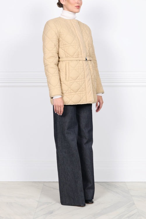 The Amy Quilted Sheared Fur Reversible Jacket with Belt