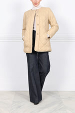 The Amy Quilted Sheared Fur Reversible Jacket with Belt