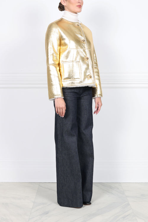 The Farrah Shearling Jacket in Gold