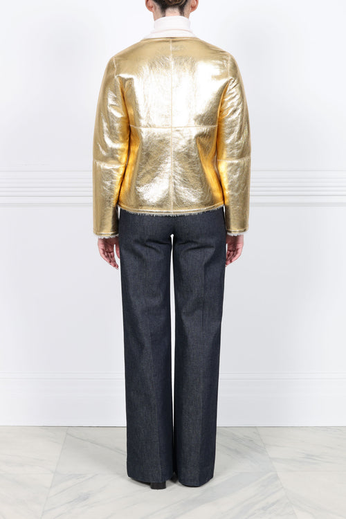 The Farrah Shearling Jacket in Gold