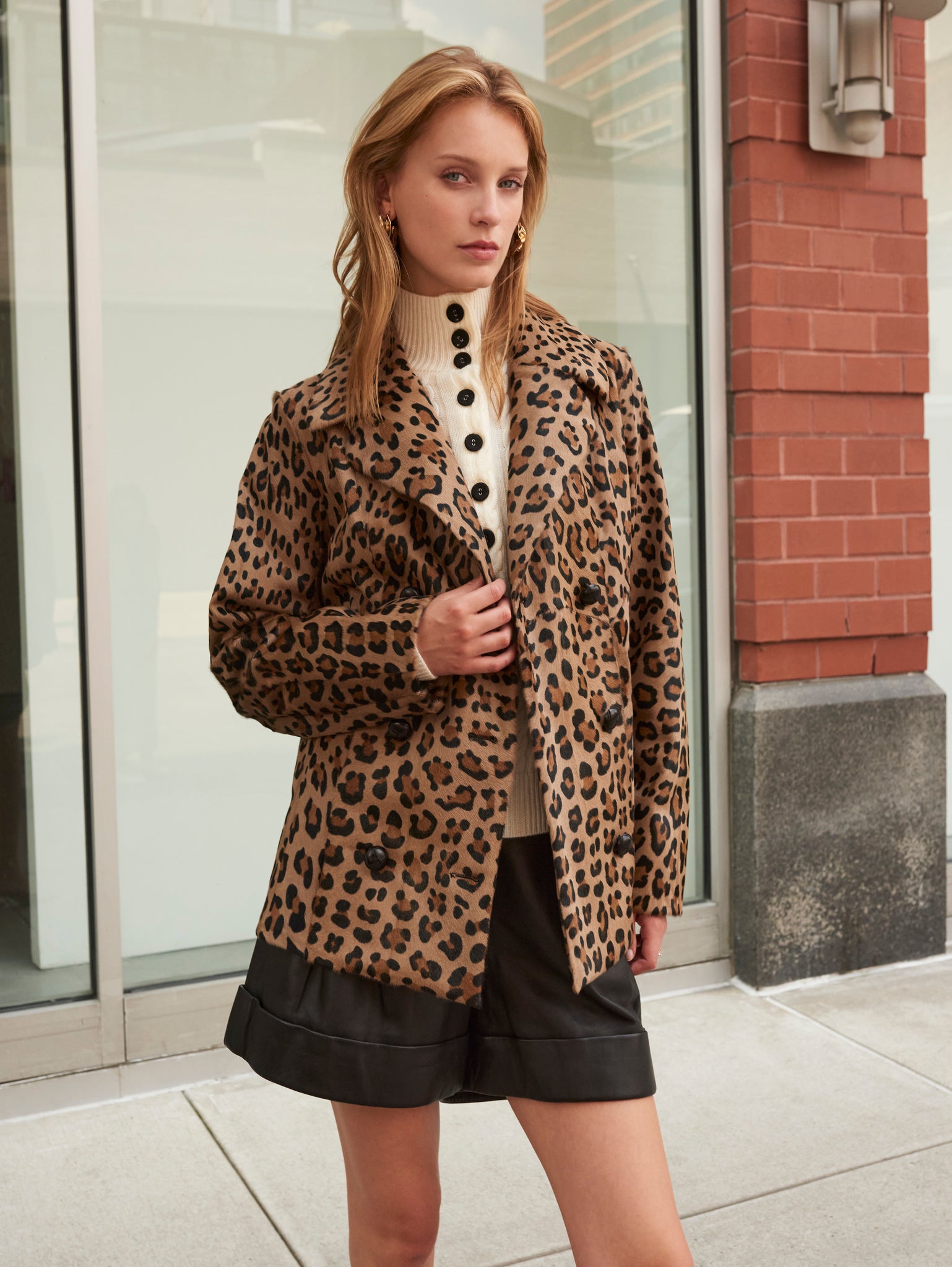 The Jackie Leopard Printed Shearling Jacket