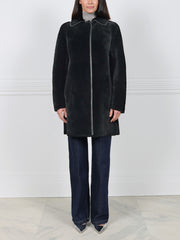 The Maisy Shearling Coat in Black