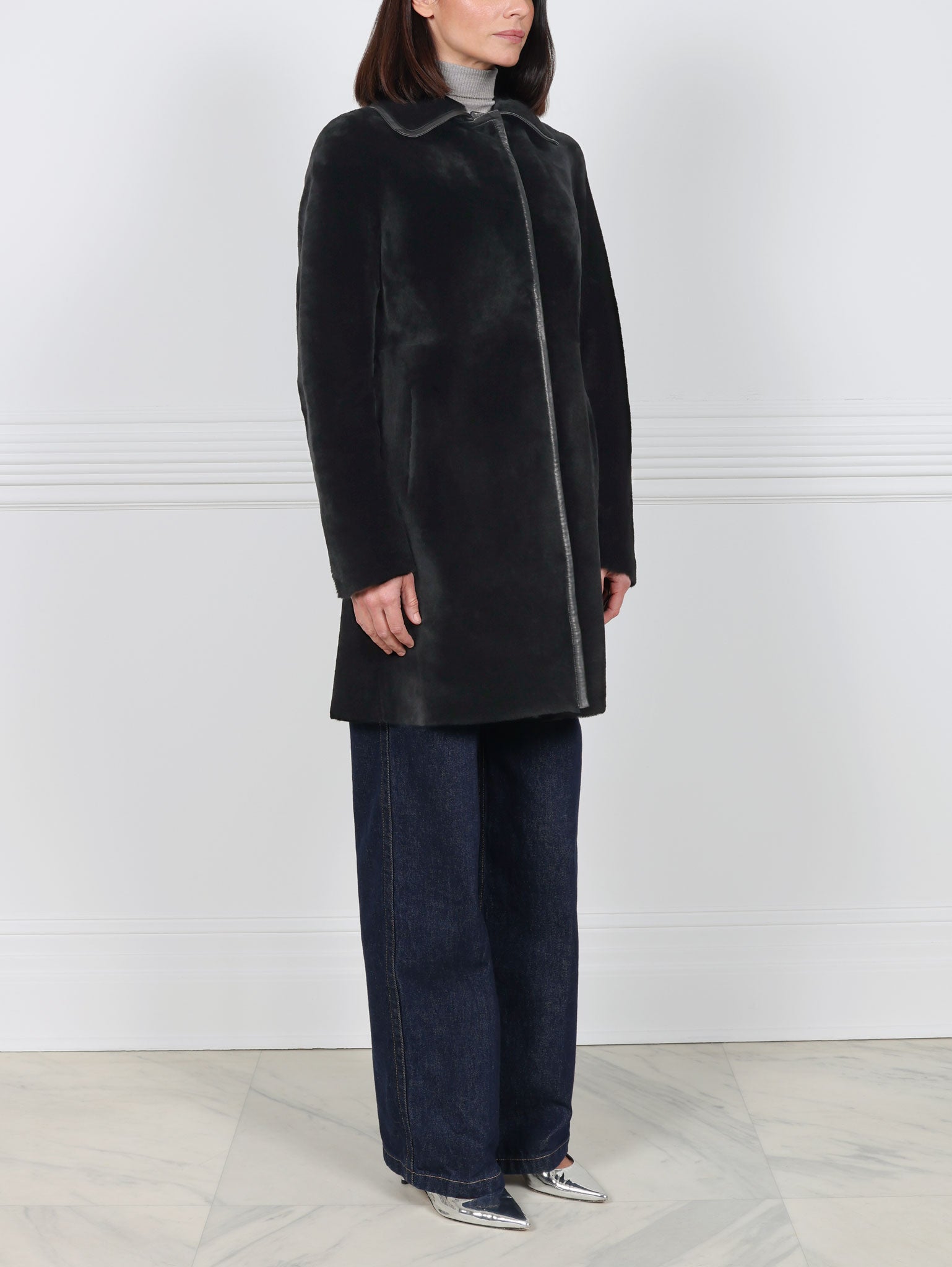 The Maisy Shearling Coat in Black