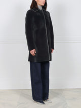 The Maisy Shearling Coat in Black