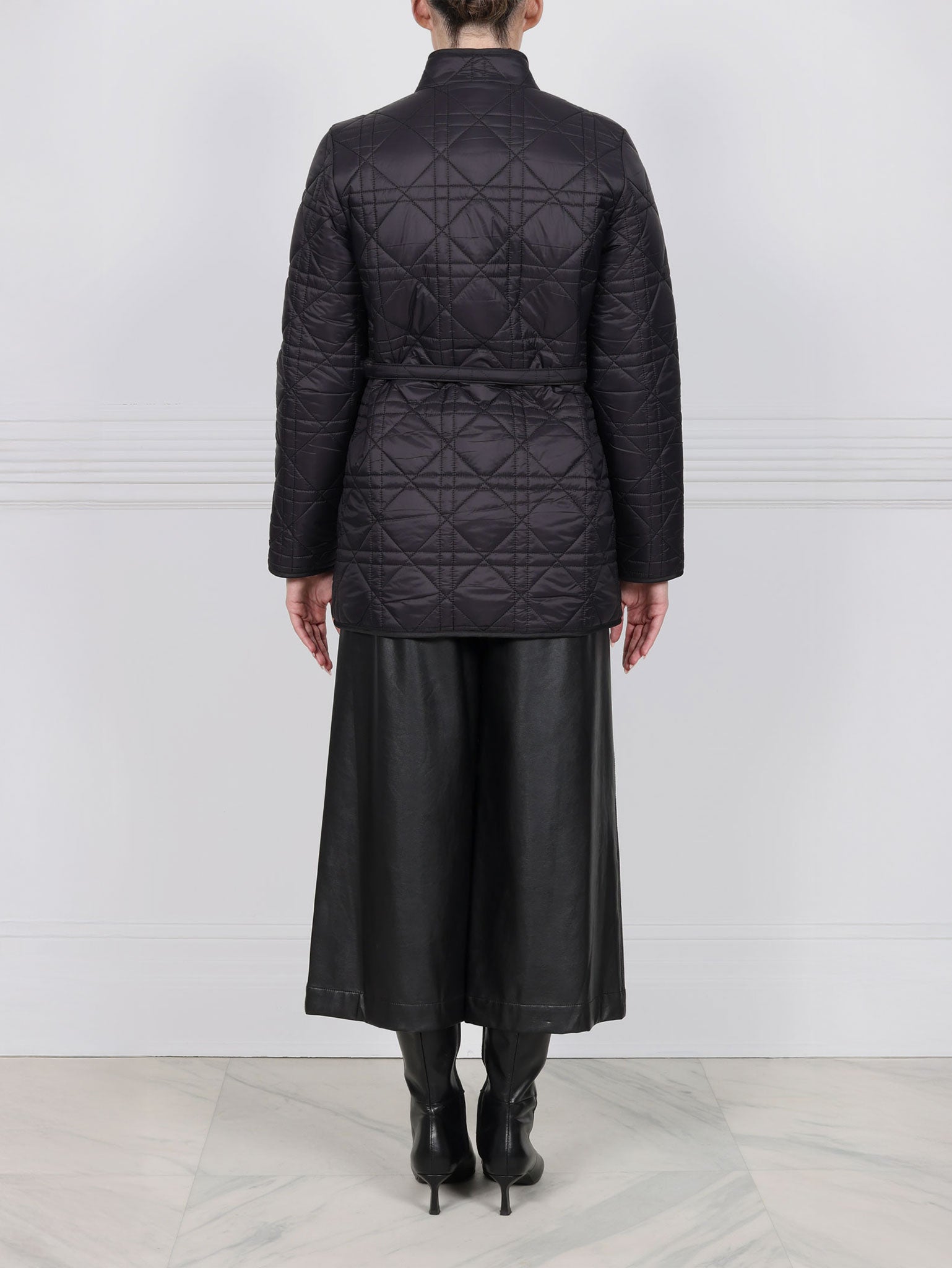 Quilted Sheared Fur Reversible Jacket with Belt