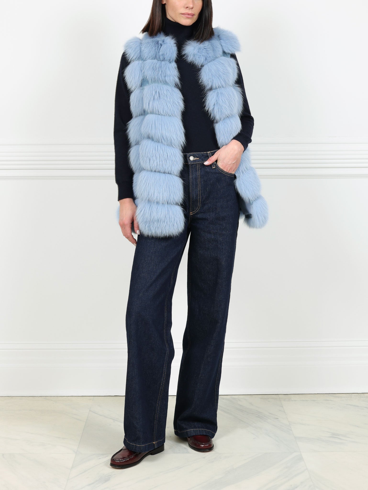 The Lynne Fox Fur and Suede Vest