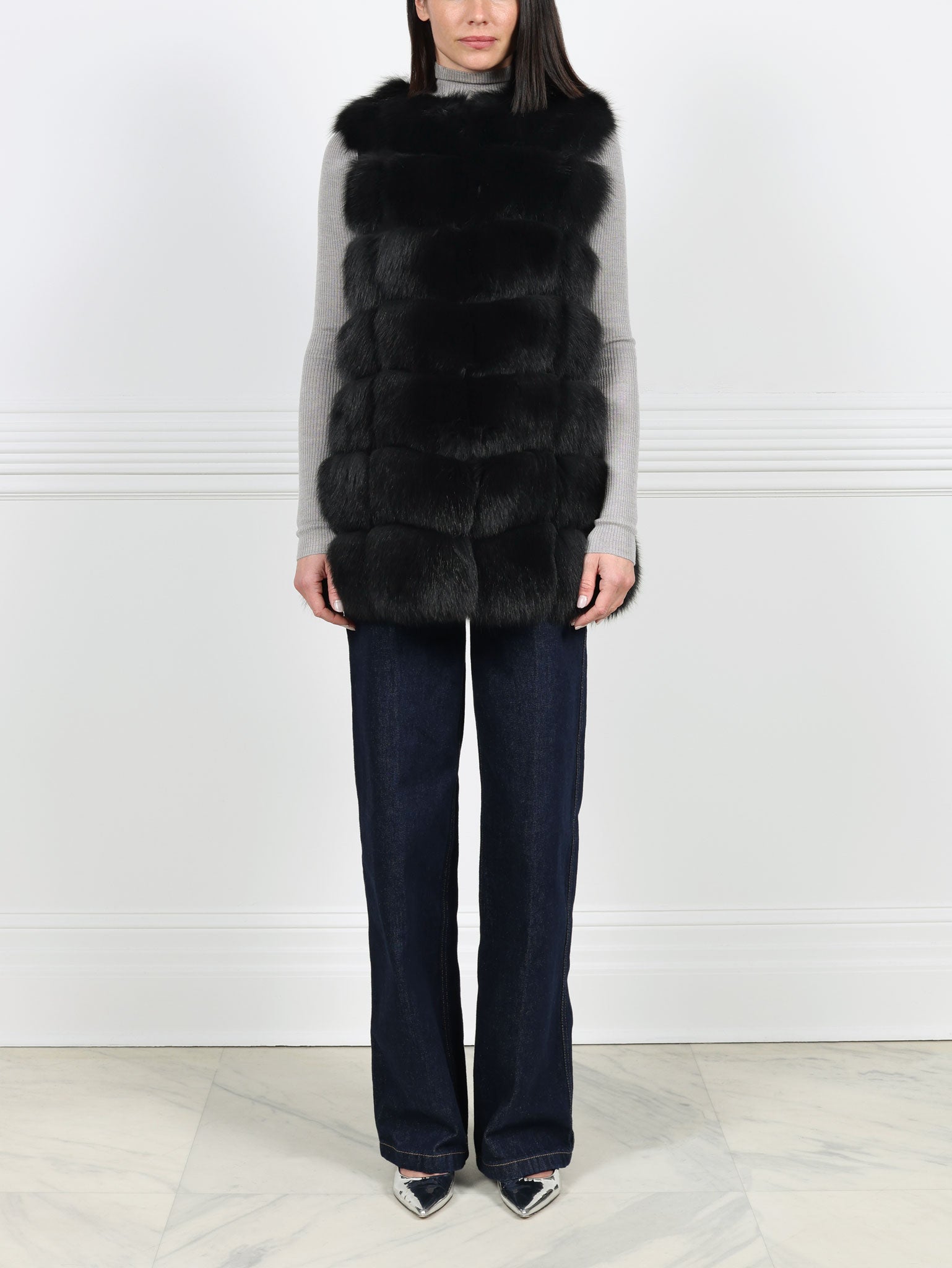 The Lynne Fox Fur and Suede Vest