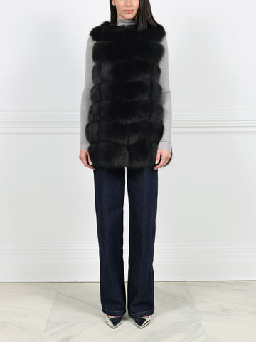 The Lynne Fox Fur and Suede Vest