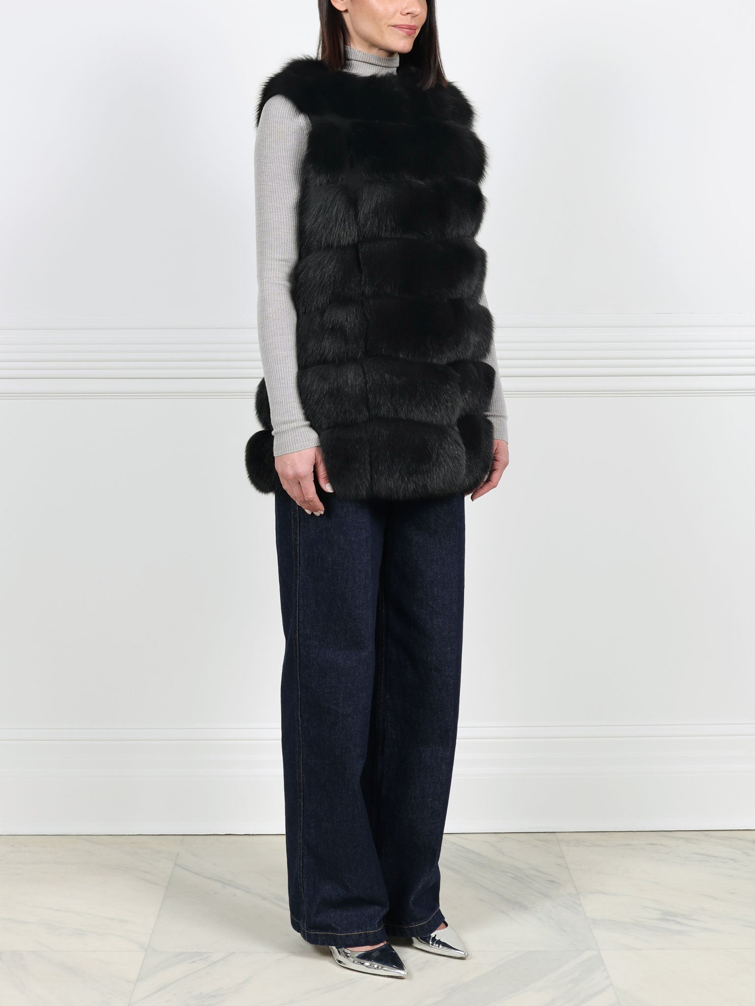 The Lynne Fox Fur and Suede Vest