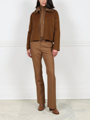 Wool Cashmere Blend Jacket with Mink Collar