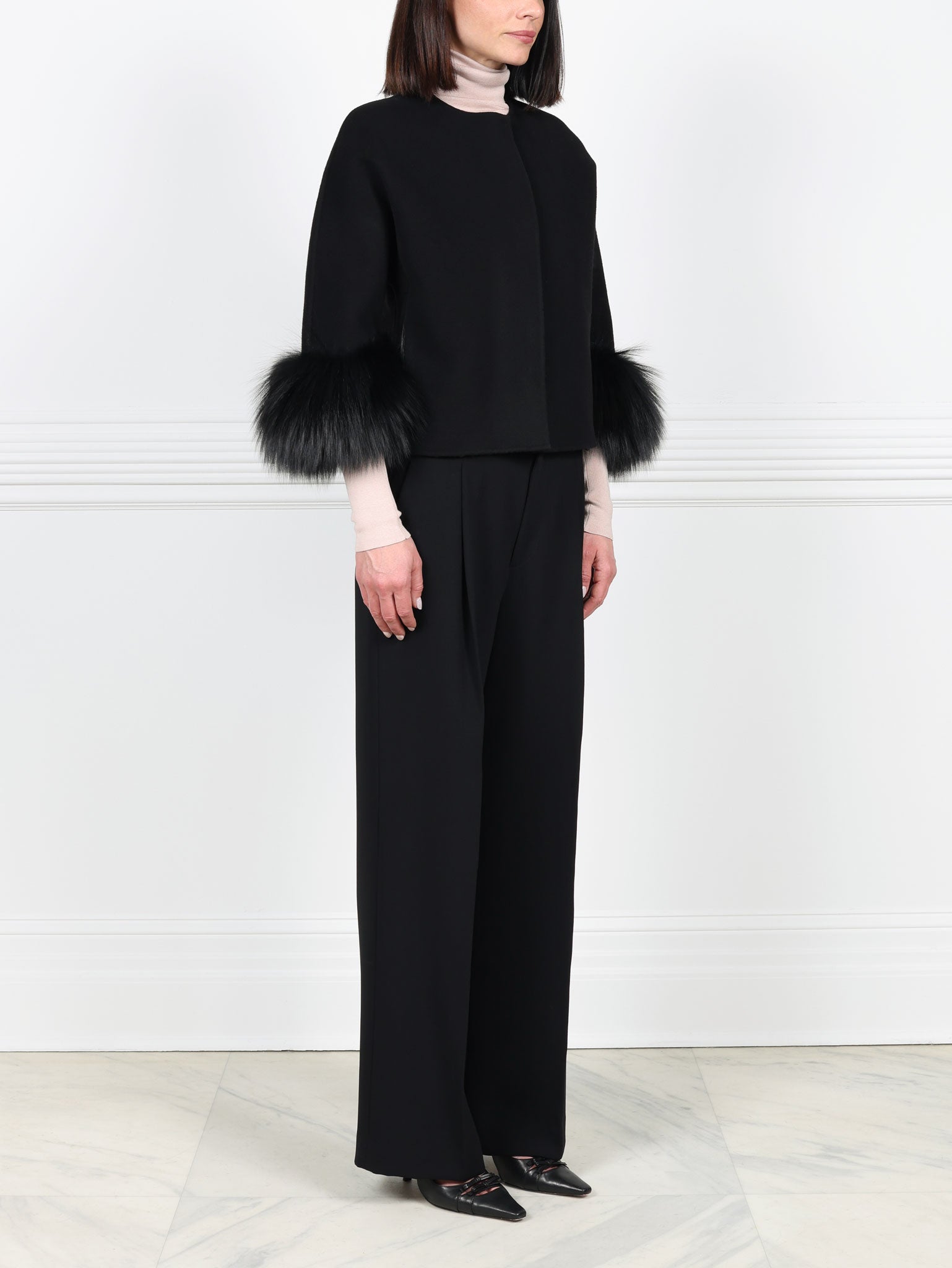 The Cookie Double Face Jacket with Fox Fur Cuffs