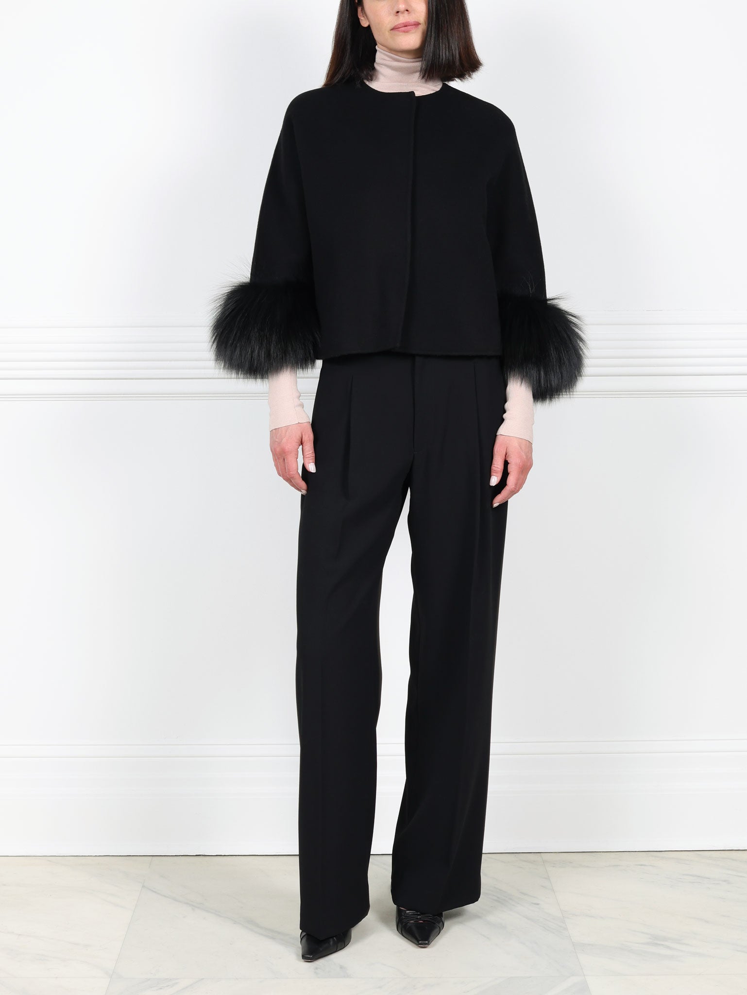 The Cookie Double Face Jacket with Fox Fur Cuffs