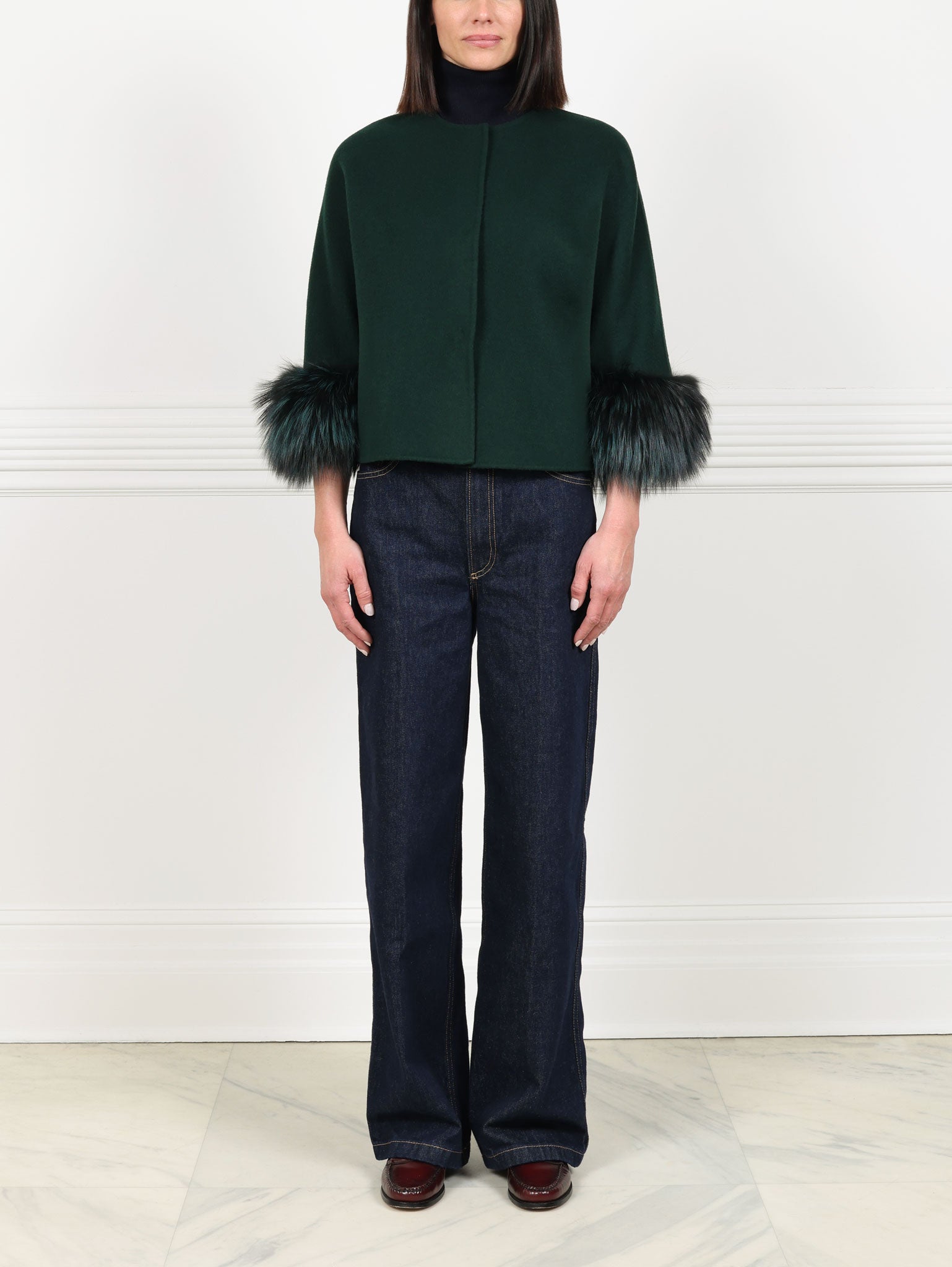 The Cookie Double Face Jacket with Fox Fur Cuffs
