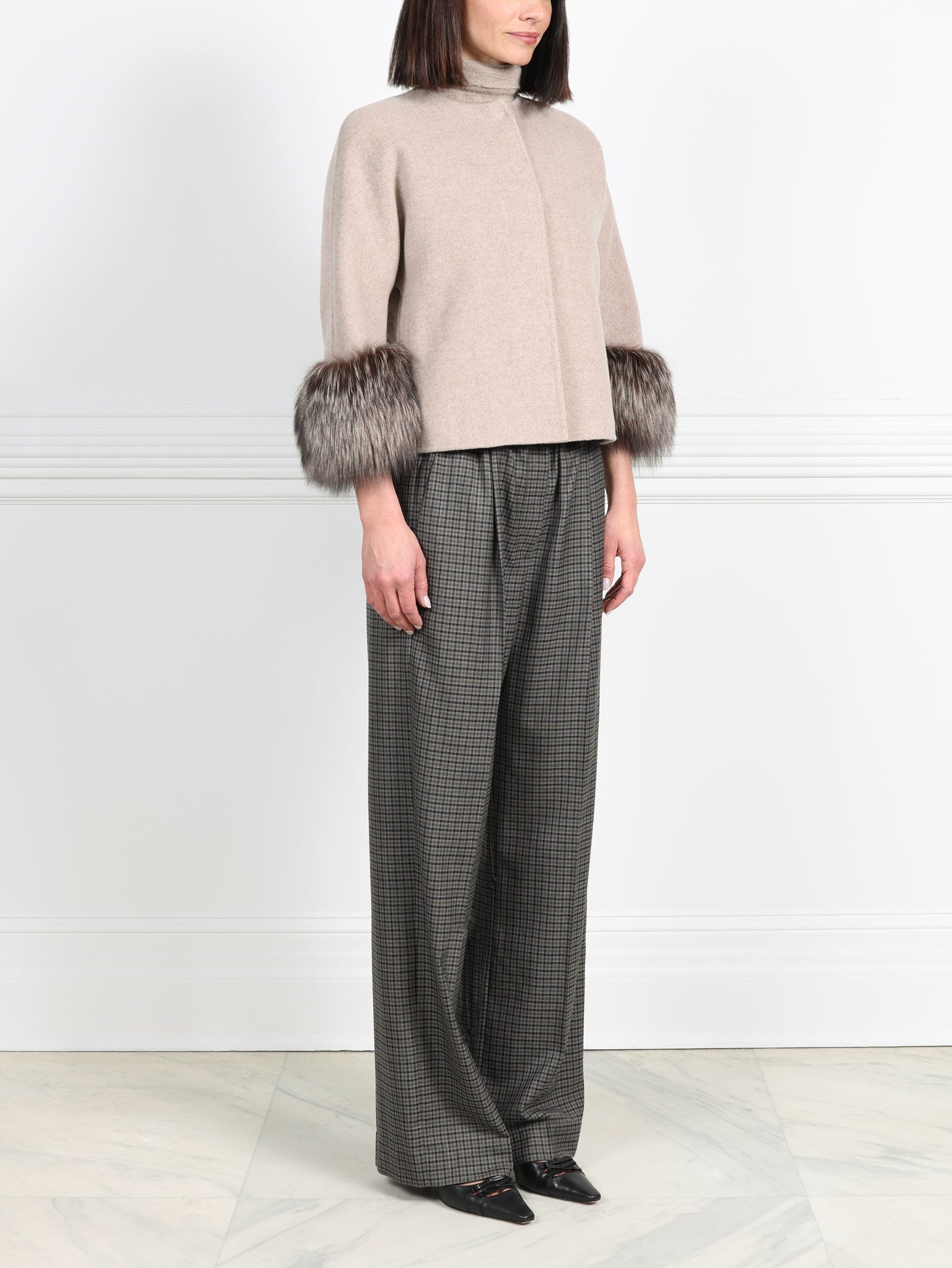 The Cookie Double Face Jacket with Fox Fur Cuffs