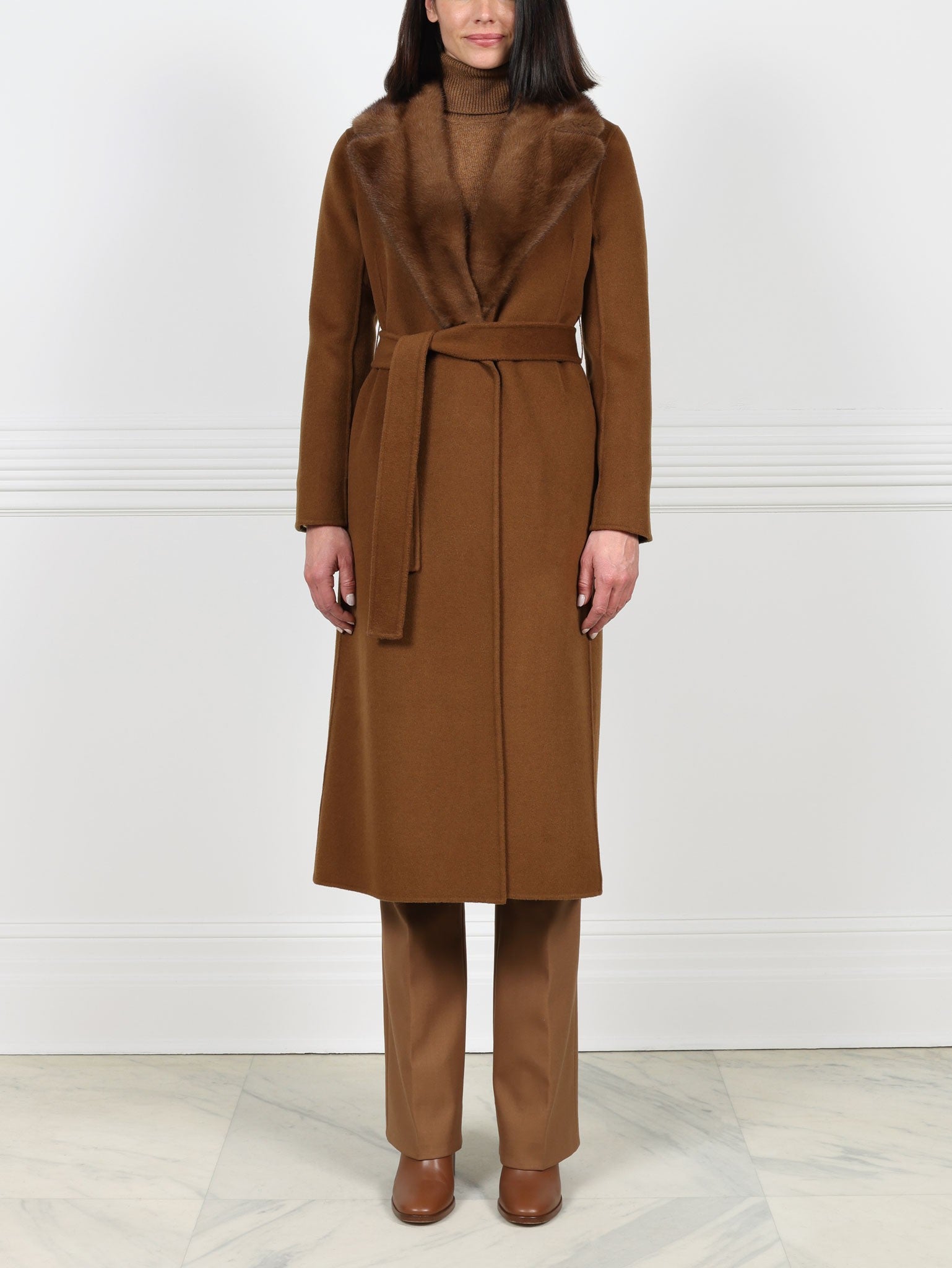 The Anita Wool Cashmere Coat with Mink Collar