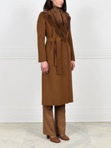 Taupe Wool Cashmere Blend Coat with Detachable Mink Collar