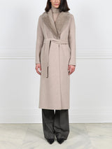 Taupe Wool Cashmere Blend Coat with Detachable Mink Collar