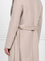 Taupe Wool Cashmere Blend Coat with Detachable Mink Collar