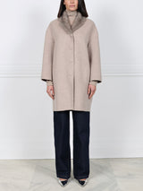 Wool Cashmere Blend Coat with Mink Collar