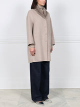 Wool Cashmere Blend Coat with Mink Collar