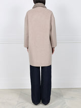 Wool Cashmere Blend Coat with Mink Collar