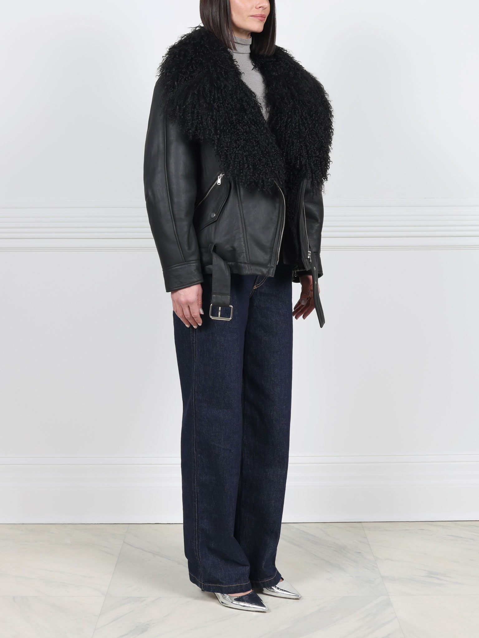 The MC Jacket with Long Hair Curly Trim