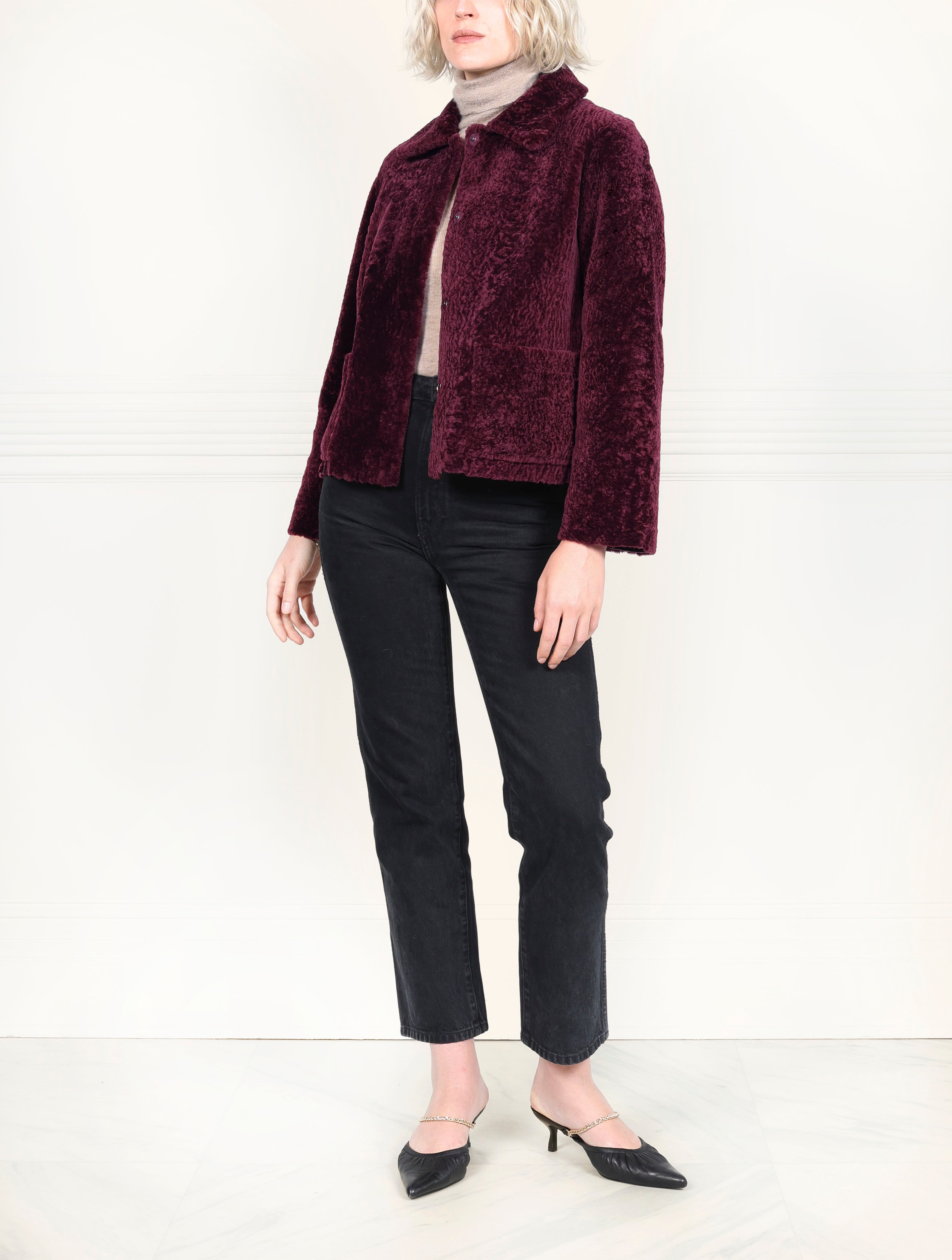 The Anastasia Reversible Crop Shearling Jacket