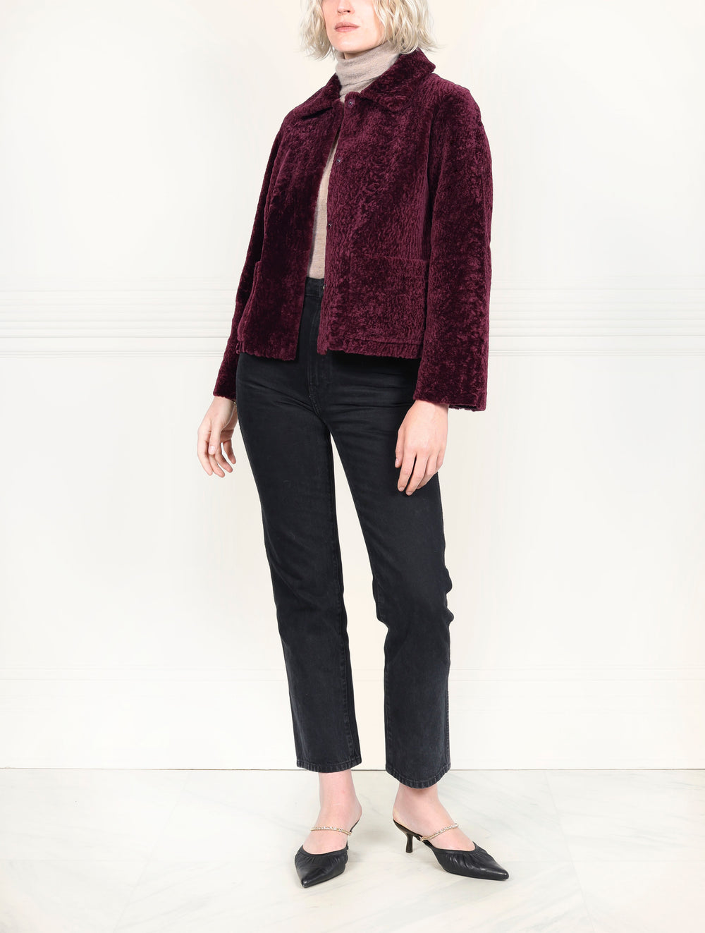 The Anastasia Reversible Crop Shearling Jacket