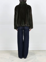 Oversized Mink Shirt Collar Zip Jacket