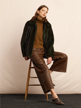 Oversized Mink Shirt Collar Zip Jacket