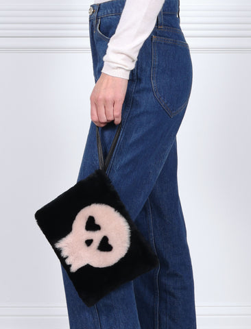 The Skull Shearling Intarsia Wristlet