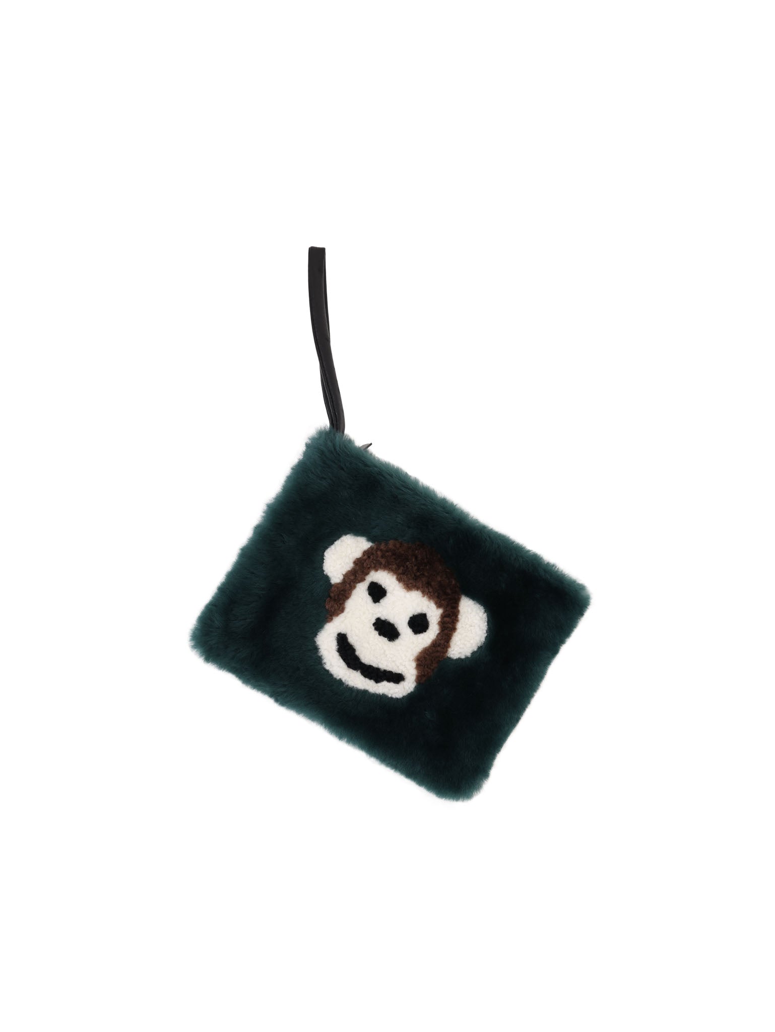 The Monkey Shearling Intarsia Wristlet