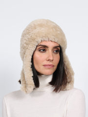 Knitted Shearling Aviator Hat