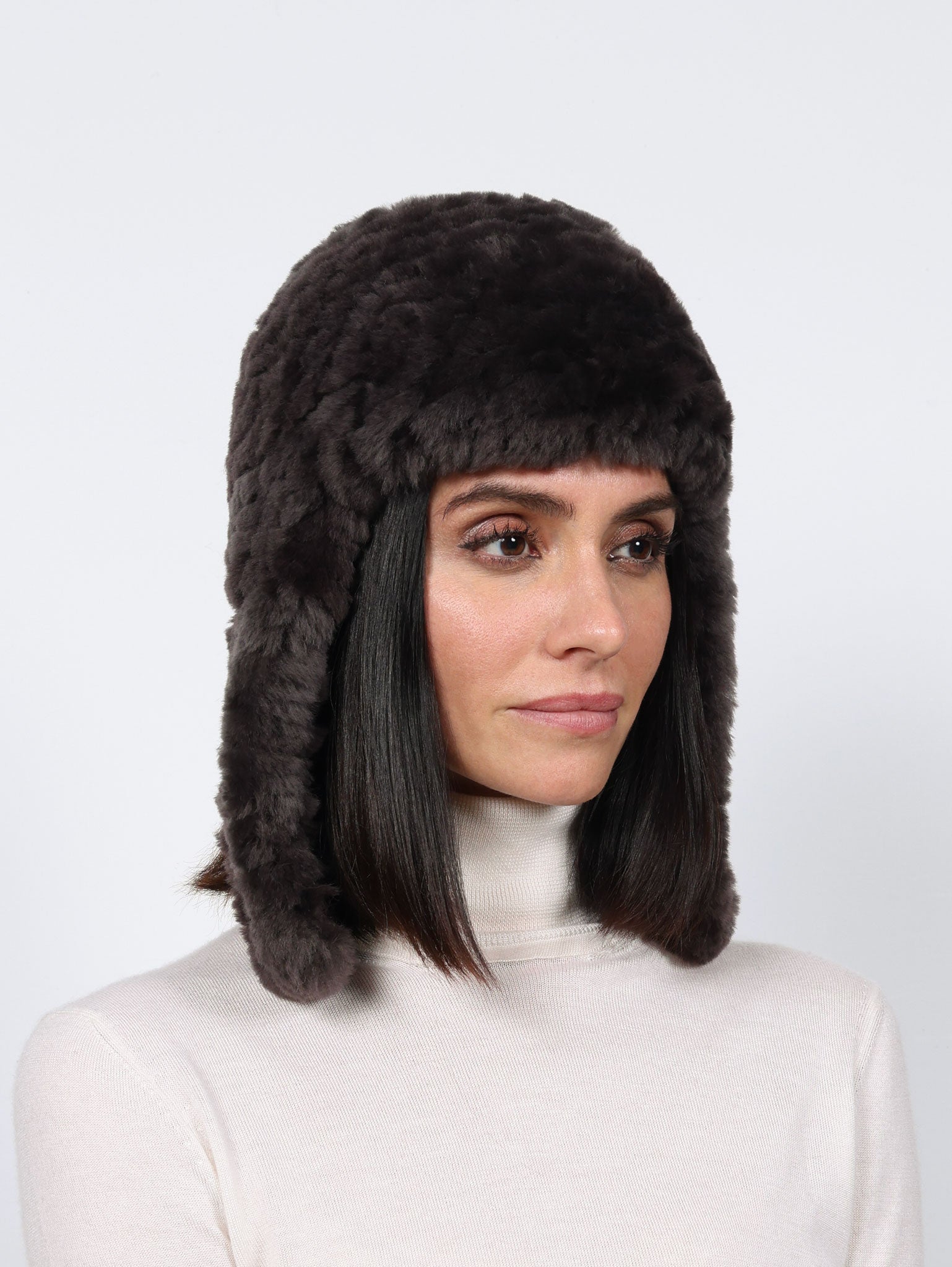 Knitted Shearling Aviator Hat