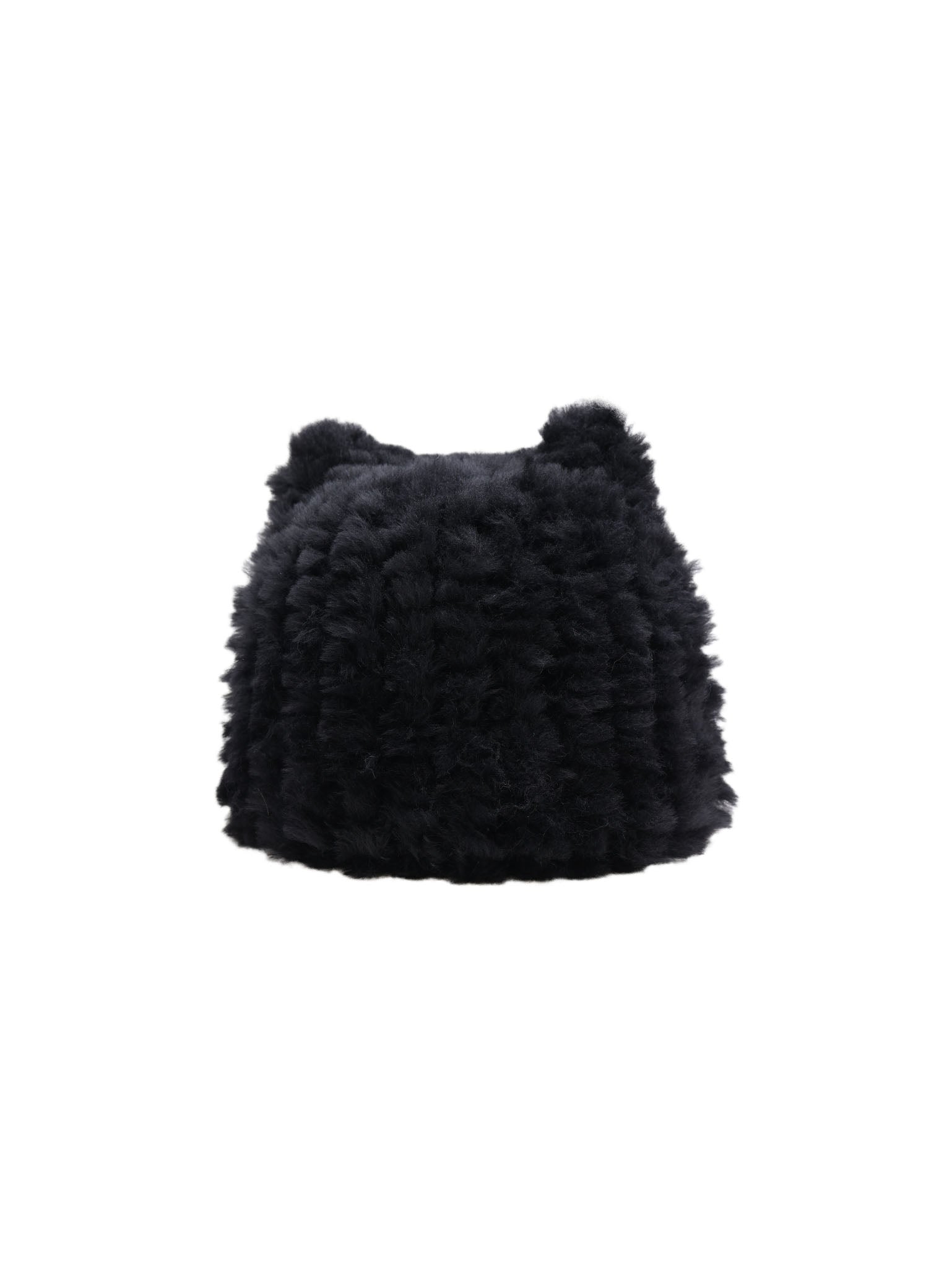 Knitted Shearling Hat with Ears