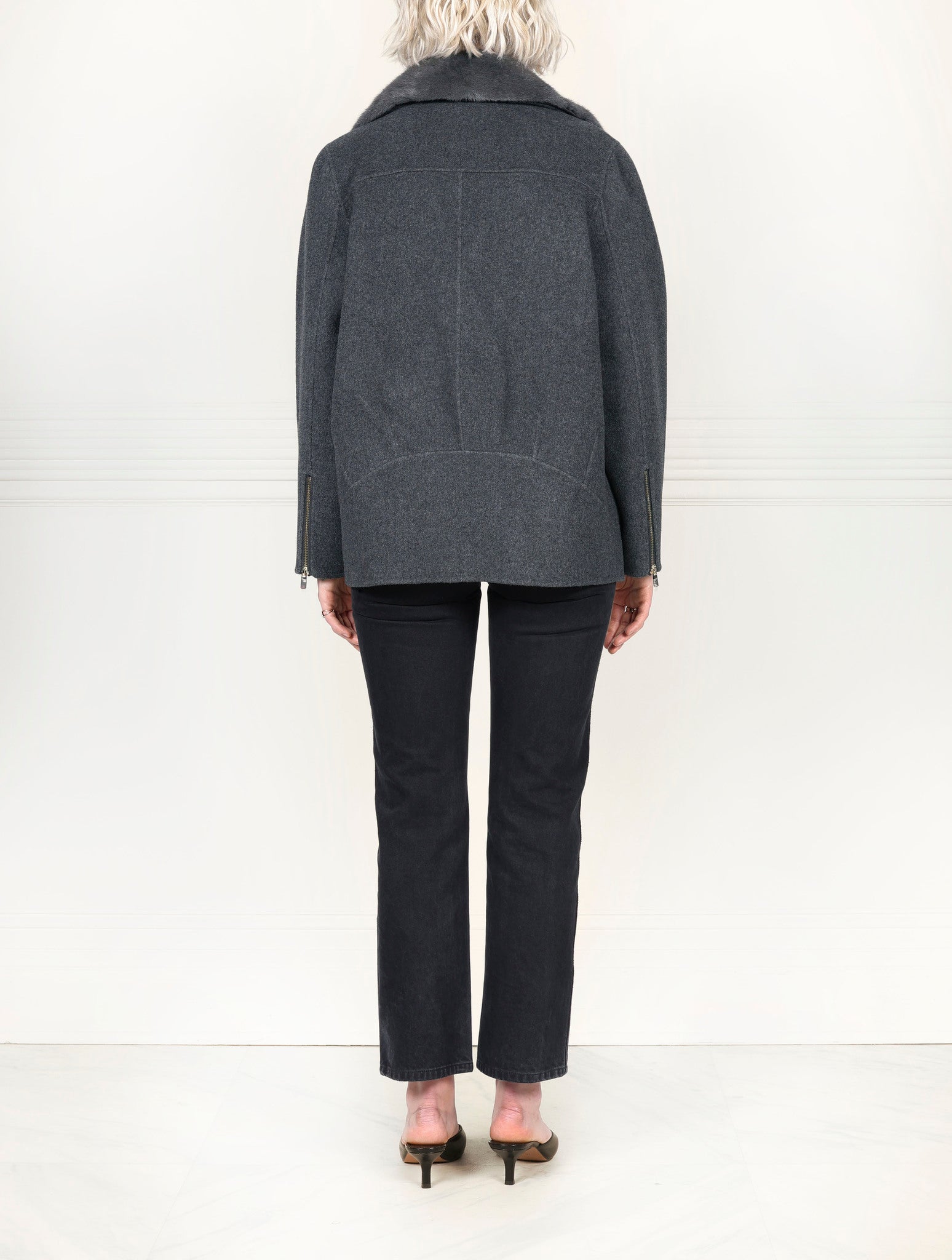 The Tracy Double Face Jacket with Mink Trim