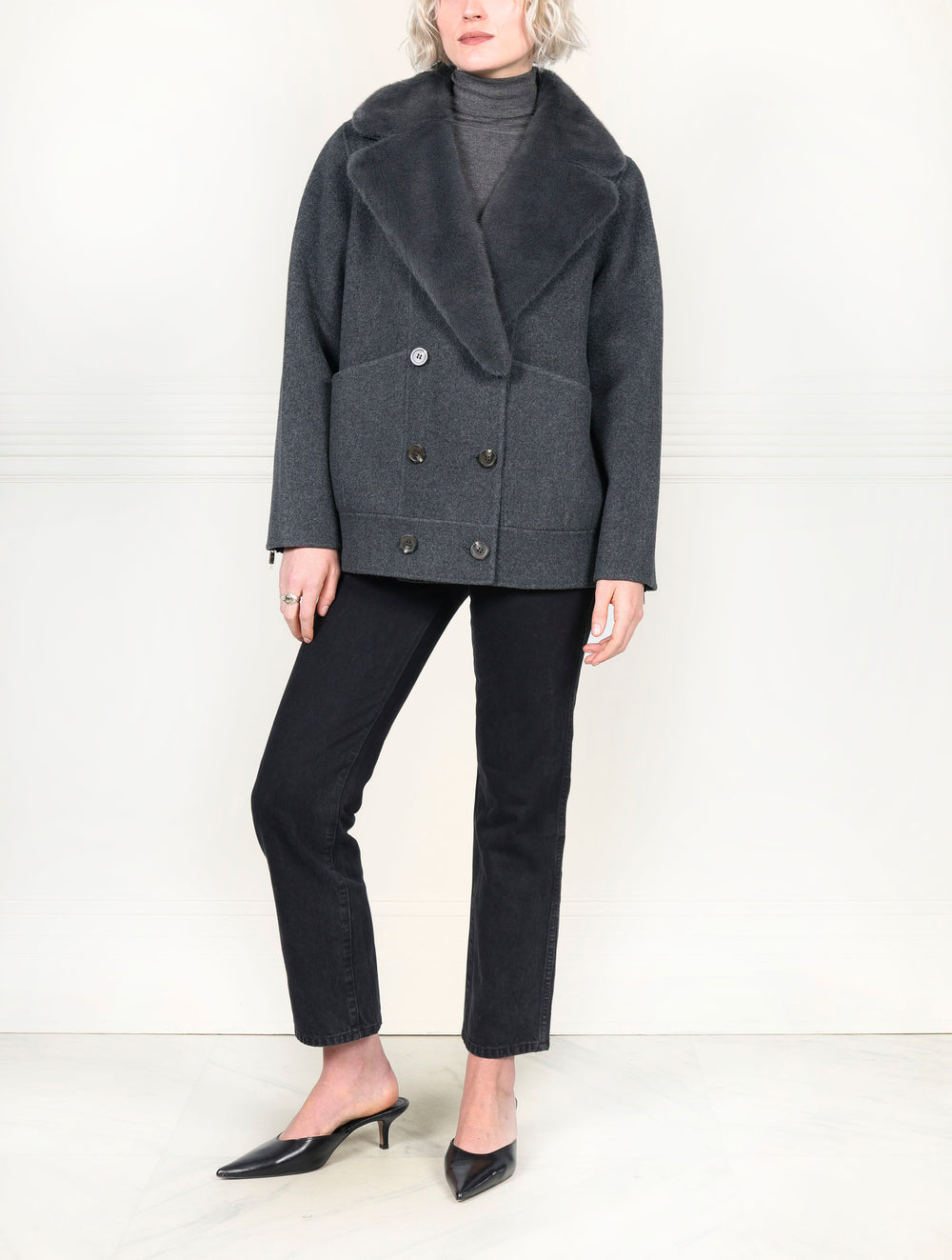 The Tracy Double Face Jacket with Mink Trim